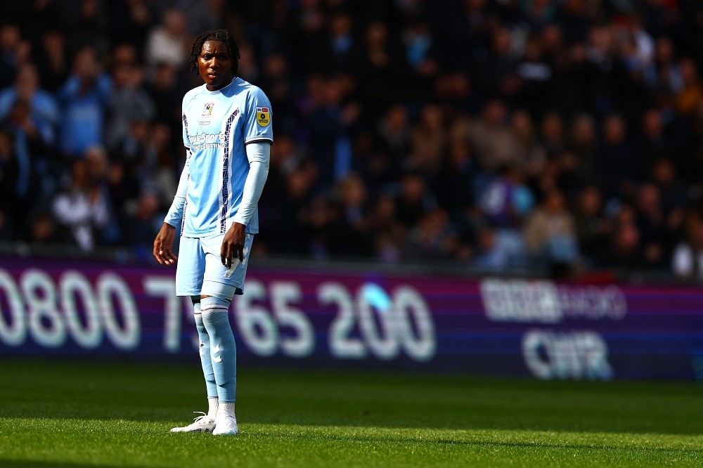 COVENTRY, ENGLAND: Brooke Norton-Cuffy of Coventry City in action during the Sky Bet Championship between Coventry City and Reading at The Coventry...
