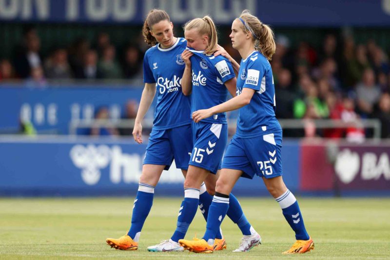 Lia Walti in recovery after ankle injury, eyes on World Cup 3 Lia Walti injury update - LIVERPOOL, ENGLAND - MAY 17: Aggie Beever-Jones of Everton reacts after being shown the red card for a challenge on Lia Waelti of Arsenal which resulted in her being stretchered off the pitch during the FA Women's Super League match between Everton FC and Arsenal at Walton Hall Park on May 17, 2023 in Liverpool, England. (Photo by Naomi Baker/Getty Images)