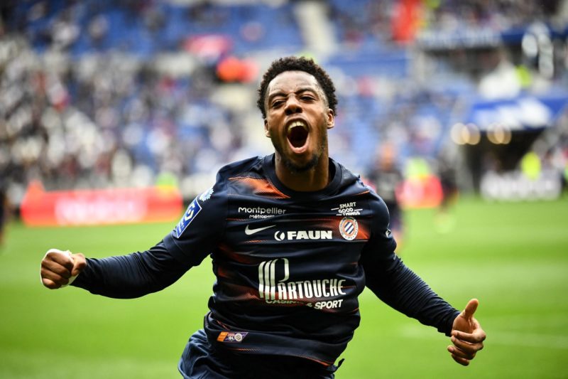 Montpellier stand firm on Elye Wahi transfer amidst €25m bid rejection 3 Arsenal transfers - Montpellier's French forward Elye Wahi celebrates scoring his team's first goal during the French L1 football match between Olympique Lyonnais (OL) and Montpellier Herault SC at The Groupama Stadium in Decines-Charpieu, central-eastern France on May 7, 2023. (Photo by OLIVIER CHASSIGNOLE/AFP via Getty Images)