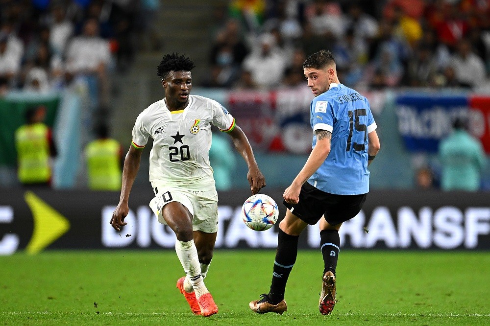 Arsenal’s summer spree isn’t over yet 6 AL WAKRAH, QATAR: Mohammed Kudus of Ghana takes on Federico Valverde of Uruguay during the FIFA World Cup Qatar 2022 Group H match between Ghana and Uruguay at Al Janoub Stadium on December 02, 2022. (Photo by Clive Mason/Getty Images)