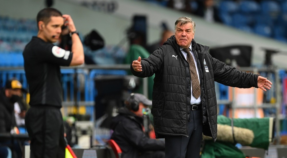 Leeds United appoint new manager pre-Manchester City clash 2 LEEDS, ENGLAND: Sam Allardyce reacts on the touchline in his last match as West Brom manager during the Premier League match between Leeds United and West Bromwich Albion at Elland Road on May 23, 2021. (Photo by Stu Forster/Getty Images)