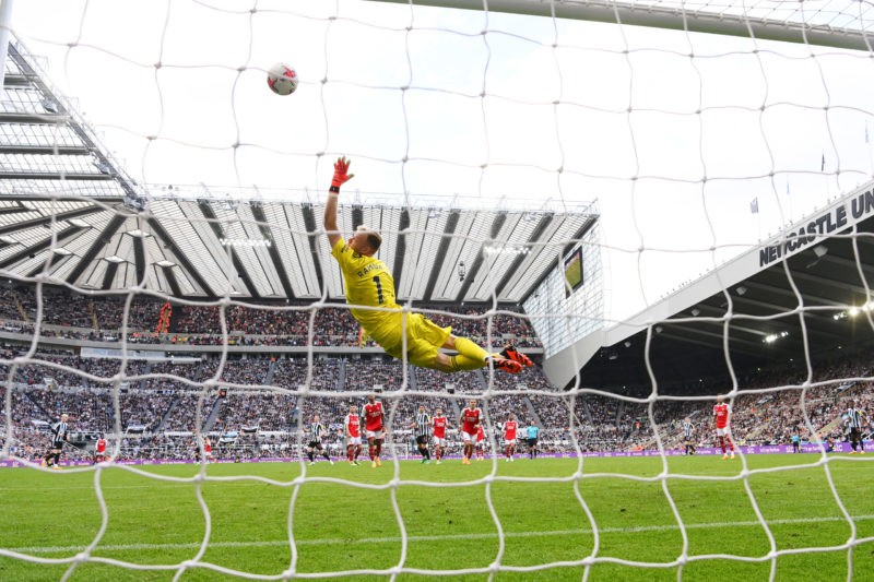 Arsenal put Stokesque Newcastle in their place 6 NEWCASTLE UPON TYNE, ENGLAND - MAY 07: Aaron Ramsdale of Arsenal makes a save during the Premier League match between Newcastle United and Arsenal FC at St. James Park on May 07, 2023 in Newcastle upon Tyne, England. (Photo by Stu Forster/Getty Images)NEWCASTLE UPON TYNE, ENGLAND - MAY 07: Aaron Ramsdale of Arsenal makes a save during the Premier League match between Newcastle United and Arsenal FC at St. James Park on May 07, 2023 in Newcastle upon Tyne, England. (Photo by Stu Forster/Getty Images)