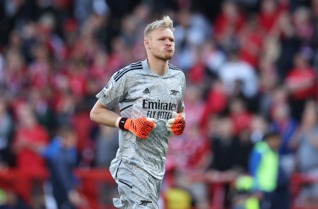 Impressive Arsenal 21yo drawing significant interest from Germany & England 3 NOTTINGHAM, ENGLAND - MAY 20: Aaron Ramsdale of Arsenal reacts during the Premier League match between Nottingham Forest and Arsenal FC at City Ground on May 20, 2023 in Nottingham, England. (Photo by Catherine Ivill/Getty Images)