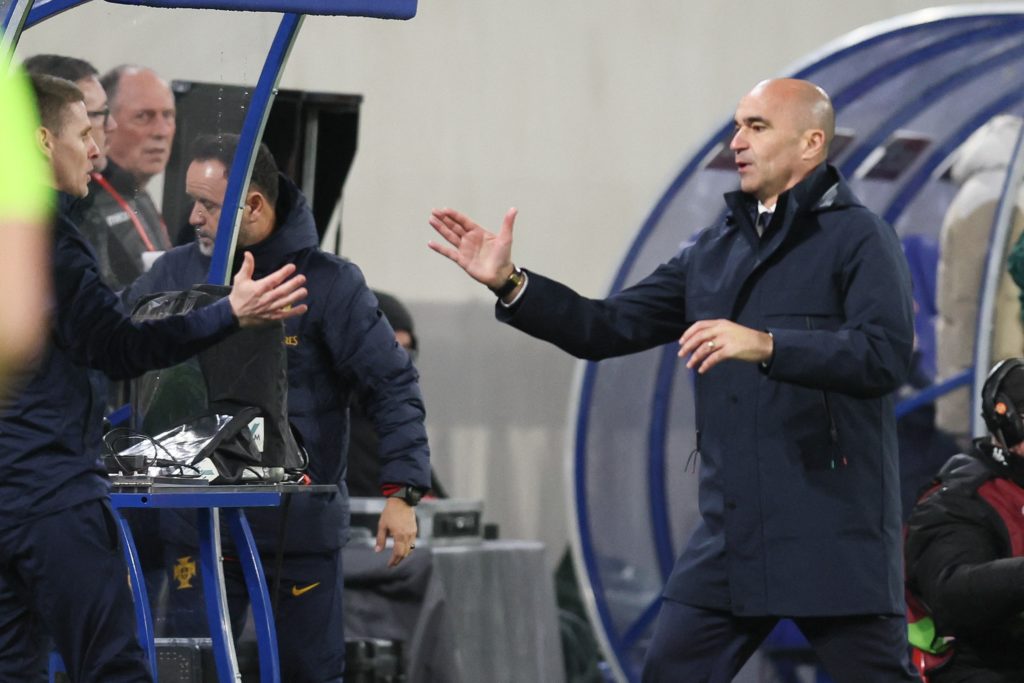 Portuguese head coach Roberto Martinez celebrates after winning a soccer game between the national teams of Luxembourg and Portugal, on Sunday 26 March 2023 in Luxembourg City, the Grand Duchy of Luxembourg, the second (out of 8) Euro 2024 qualification match. (Photo by BRUNO FAHY/BELGA MAG/AFP via Getty Images)