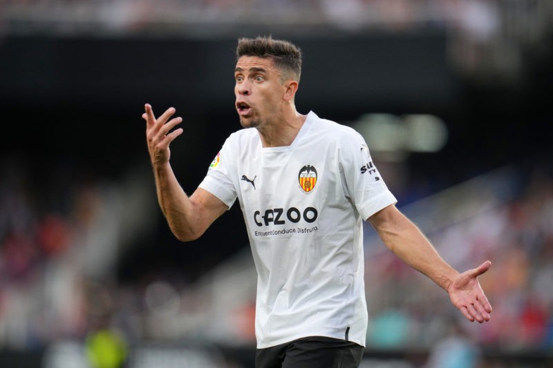 VALENCIA, SPAIN - MAY 03: Gabriel Paulista of Valencia CF reacts during the LaLiga Santander match between Valencia CF and Villarreal CF at Estadio Mestalla on May 03, 2023 in Valencia, Spain. (Photo by Aitor Alcalde/Getty Images)