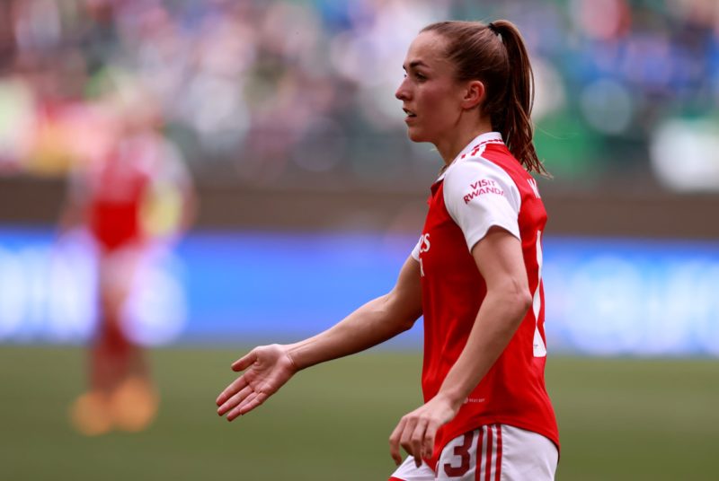 WOLFSBURG, GERMANY - APRIL 23: Lia Wälti of Arsenal looks on during the UEFA Women's Champions League semifinal 1st leg match between VfL Wolfsburg...