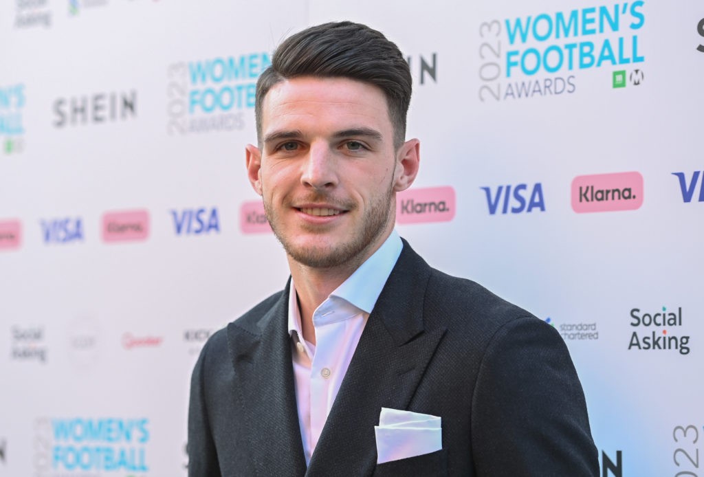 West Ham sources blast Manchester City bid for Declan Rice 2 Declan Rice Arsenal transfers - LONDON, ENGLAND - MAY 25: Declan Rice attends the Women's Football Awards 2023 at Nobu Hotel on May 25, 2023 in London, England. (Photo by Kate Green/Getty Images)