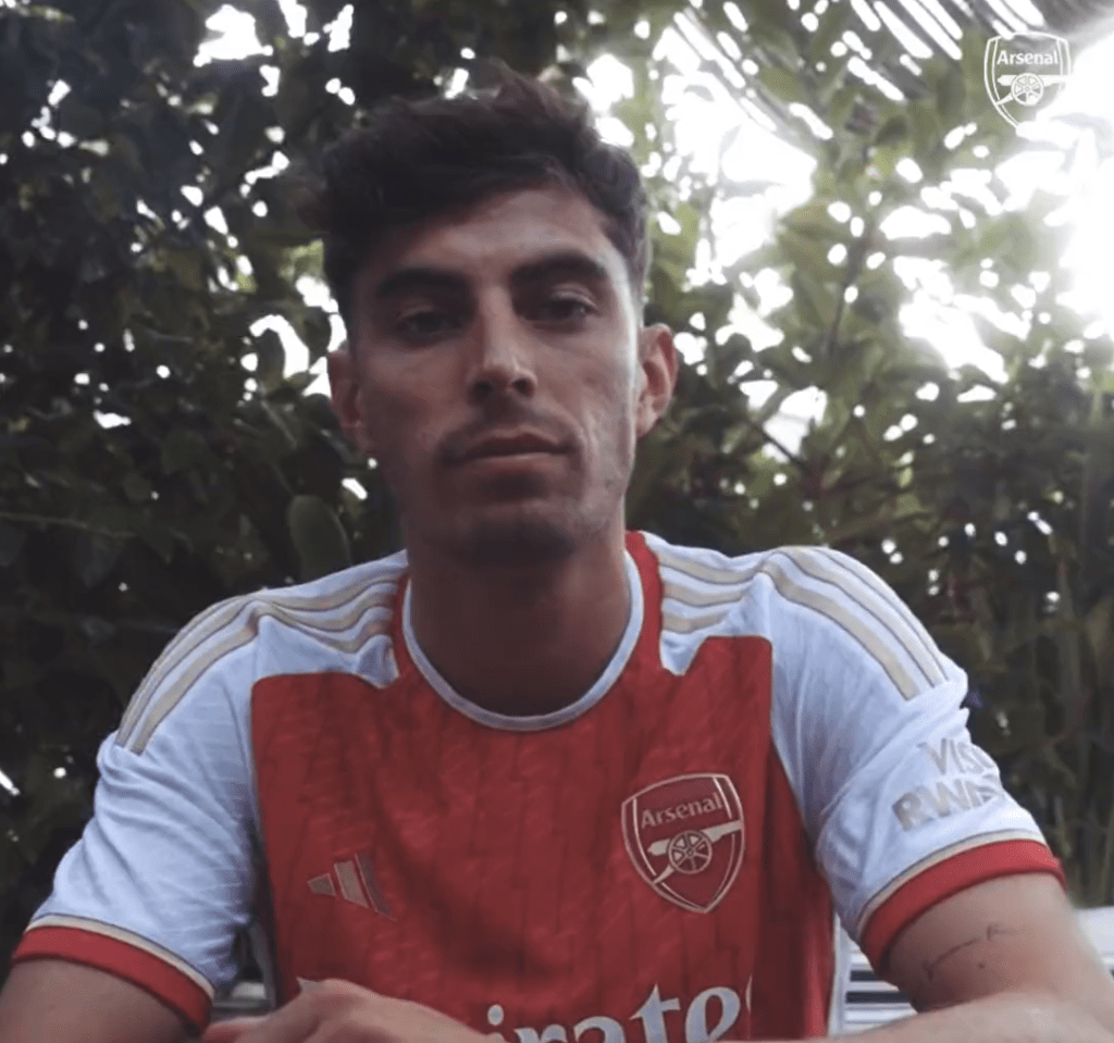 Kai Havertz after signing for Arsenal (Photo via Arsenal)