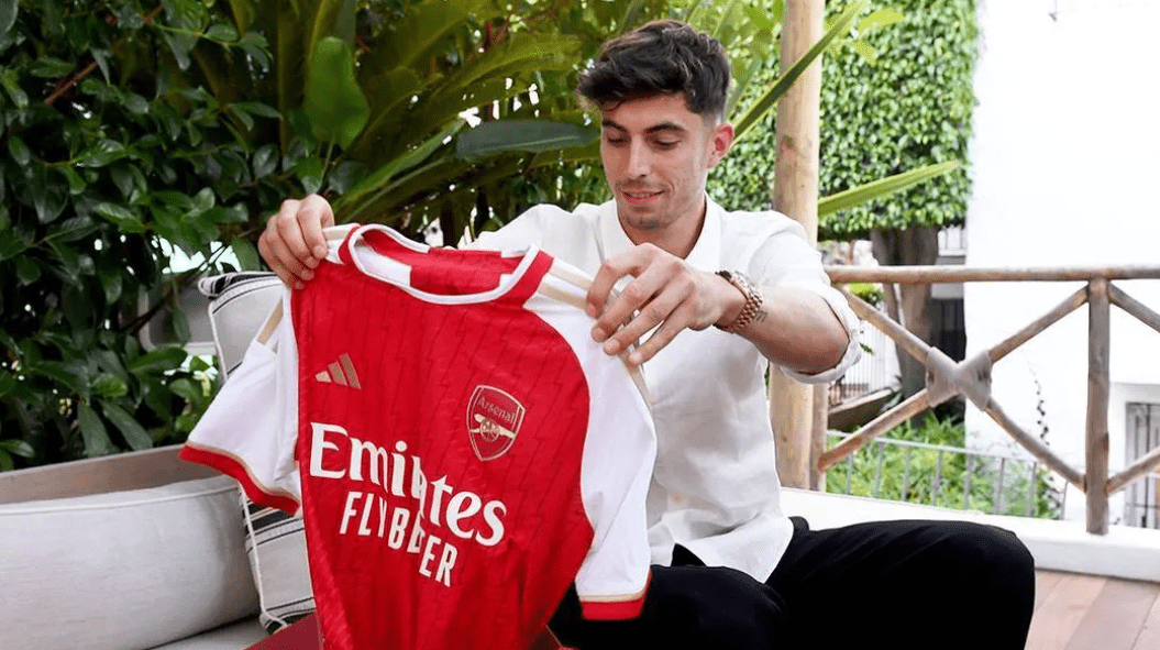 Kai Havertz after signing for Arsenal (Photo via Arsenal.com)
