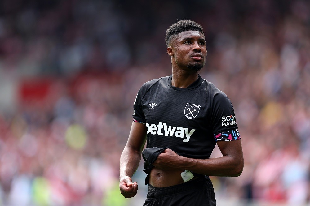 BRENTFORD, ENGLAND: Ben Johnson of West Ham United looks on at the final whistle of the Premier League match between Brentford FC and West Ham Unit...