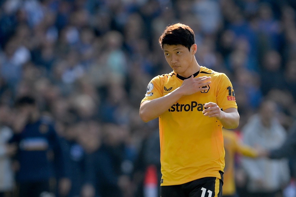 BRIGHTON, ENGLAND: Hwang Hee-Chan of Wolverhampton Wanderers reacts following their side's defeat after the Premier League match between Brighton &...