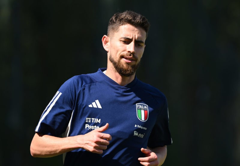 Midfielder remains committed to Arsenal despite limited playing time 4 FLORENCE, ITALY - JUNE 07: Jorginho of Italy warms up during training session at Forte Village Resort on June 07, 2023 in Santa Margherita di Pula, Italy. (Photo by Claudio Villa/Getty Images)
