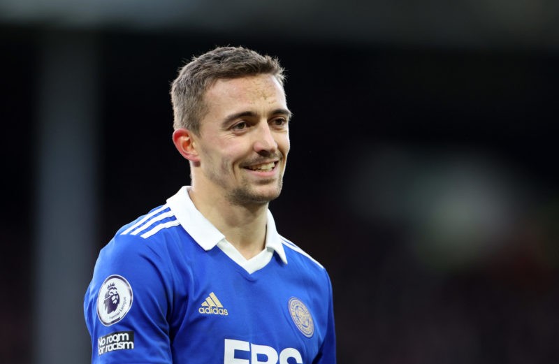 NOTTINGHAM, ENGLAND - JANUARY 14: Timothy Castagne of Leicester City during the Premier League match between Nottingham Forest and Leicester City a...