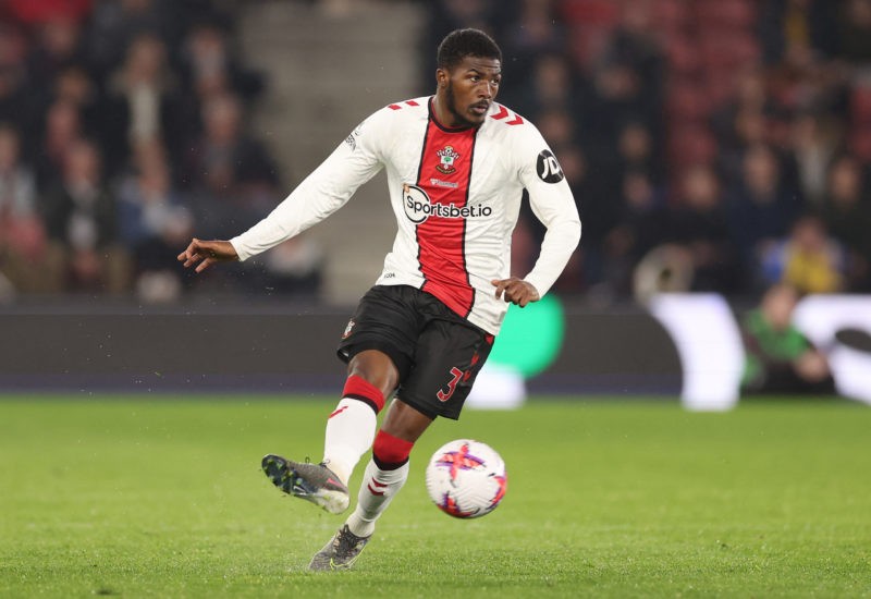 SOUTHAMPTON, ENGLAND - APRIL 27: Ainsley Maitland-Niles of Southampton passes the ball during the Premier League match between Southampton FC and A...