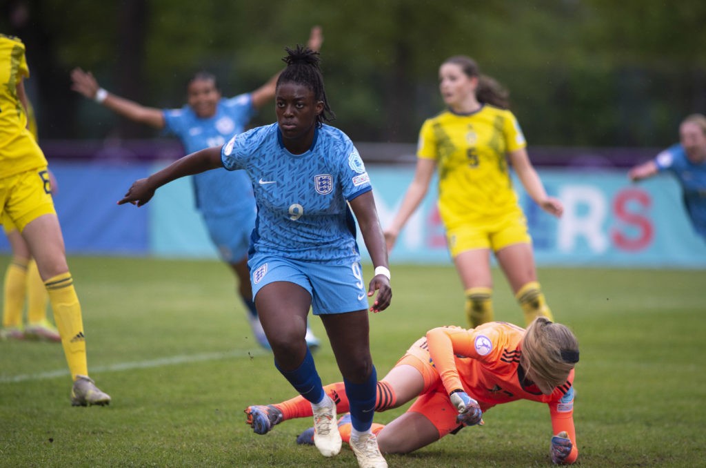 Arsenal complete deadline-day loan to Brighton 4 TARTU, ESTONIA - MAY 17: Michelle Agyemang of England during the UEFA Women's European Under-17 Championship 2022/23 Group B match between Sweden and England at Tamme Staadion on May 17, 2023 in Tartu, Estonia. (Photo by Marko Mumm/Getty Images)