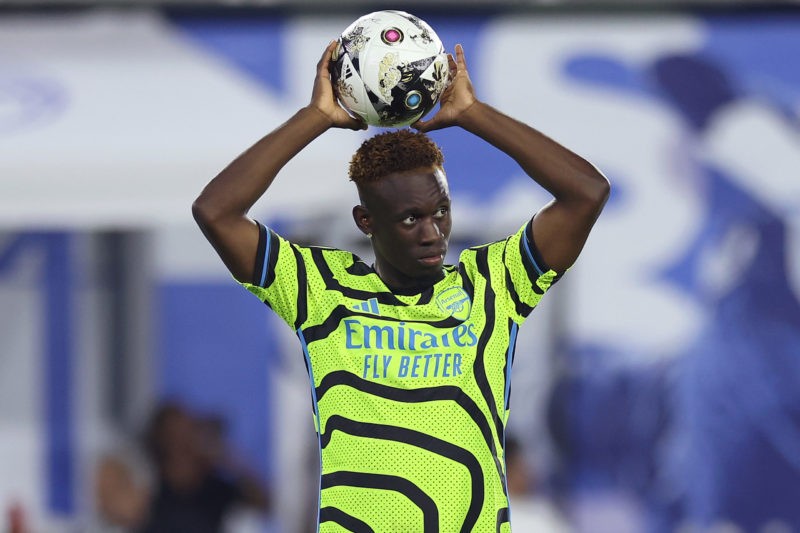 WASHINGTON, DC - JULY 18: Folarin Balogun #26 of Arsenal FC looks on during the MLS All-Star Skills Challenge between Arsenal FC and MLS All-Stars ...