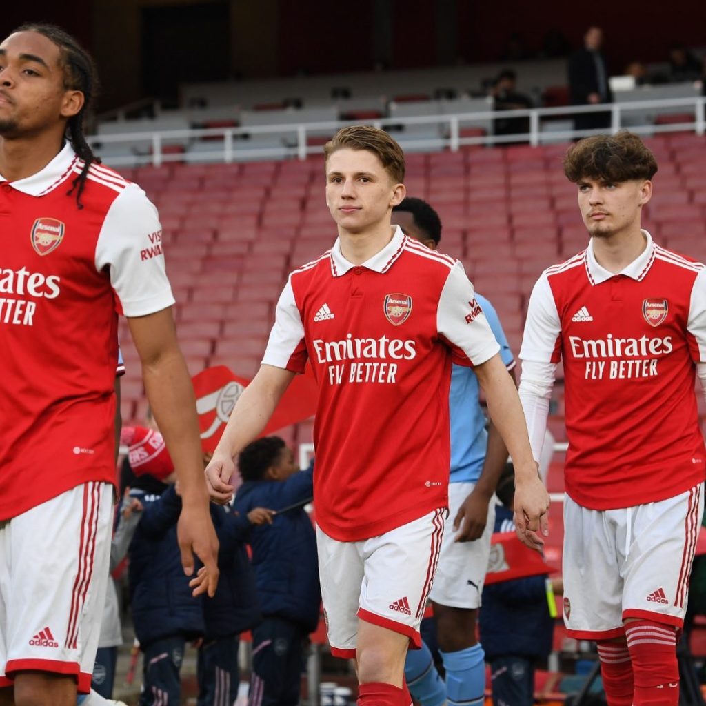 Released Arsenal 20yo lands 'surprise' trial 3 Jimi Gower ahead of a match for the Arsenal u18s (Photo via Gower on Instagram)