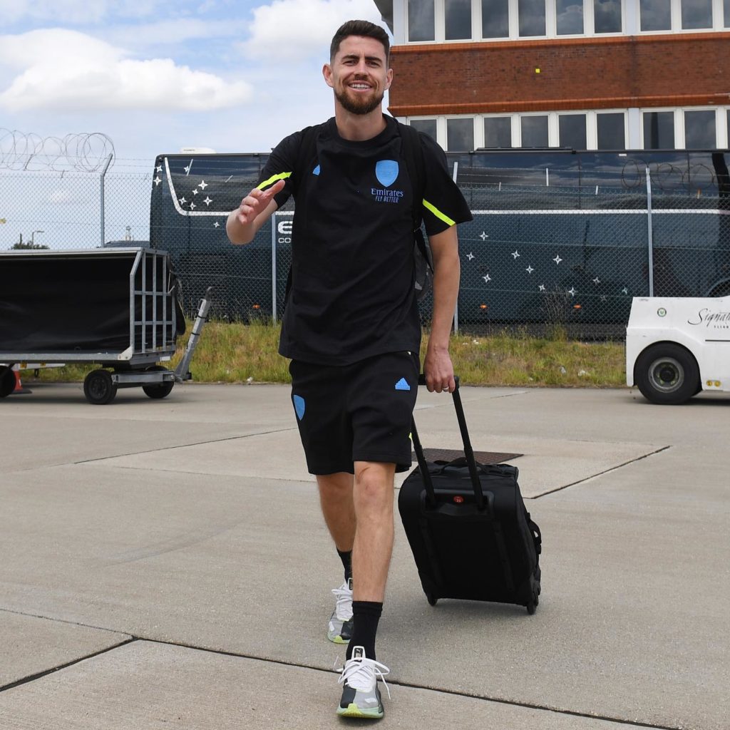 Jorginho with Arsenal on the pre-season tour (Photo via Arsenal on Instagram)