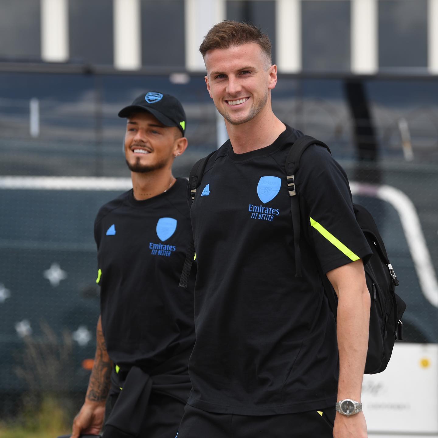 Rob Holding and Ben White with Arsenal on the pre-season tour (Photo via Arsenal on Instagram)