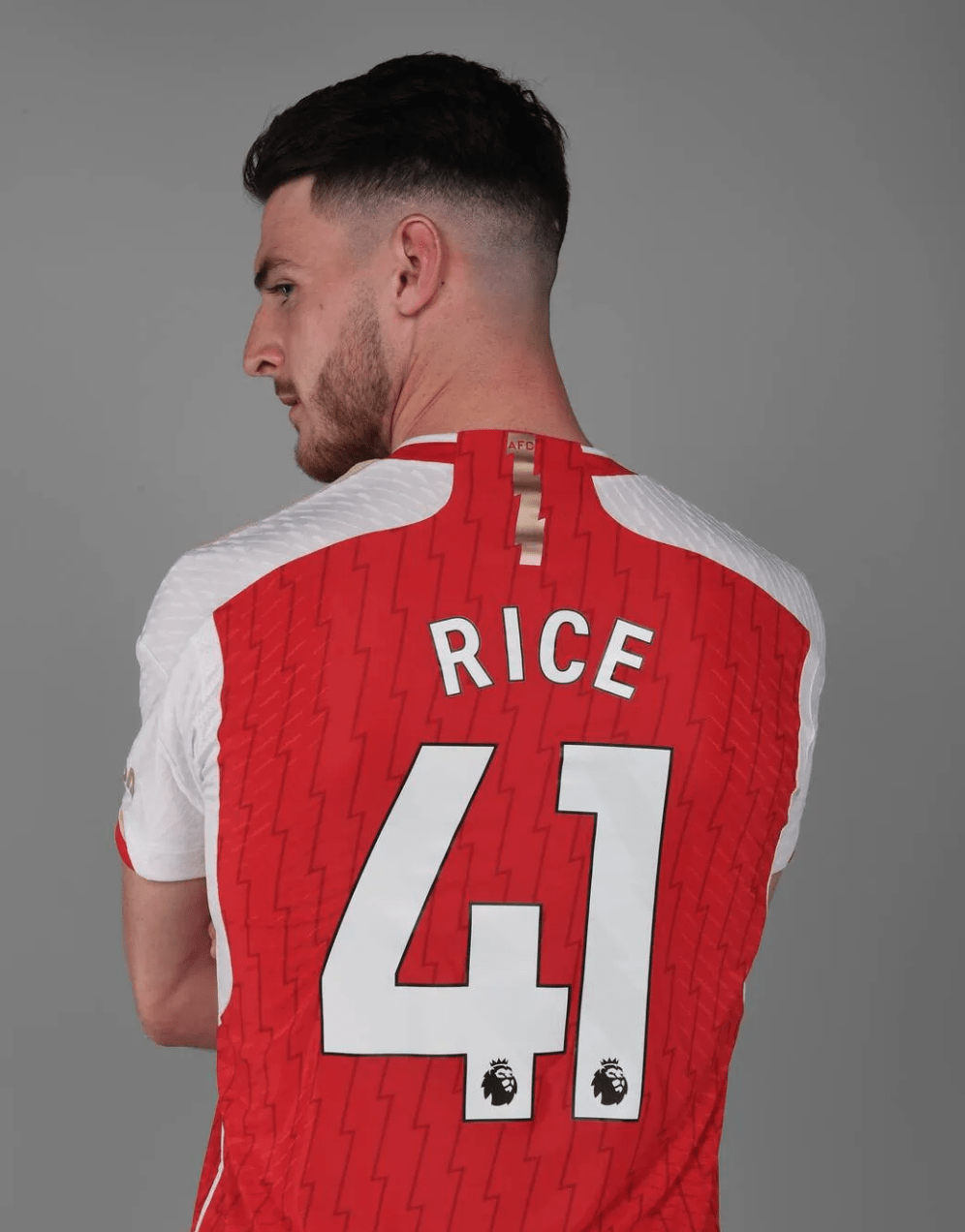 Declan Rice after signing for Arsenal (Photo via Arsenal.com)