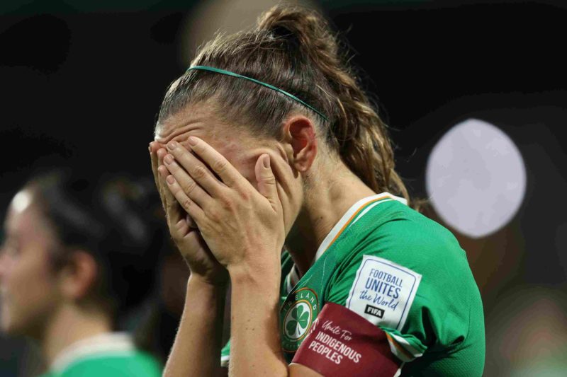 Katie McCabe of Republic of Ireland reacts after being defeated during the FIFA Women's World Cup Australia & New Zealand 2023 Group B match be...