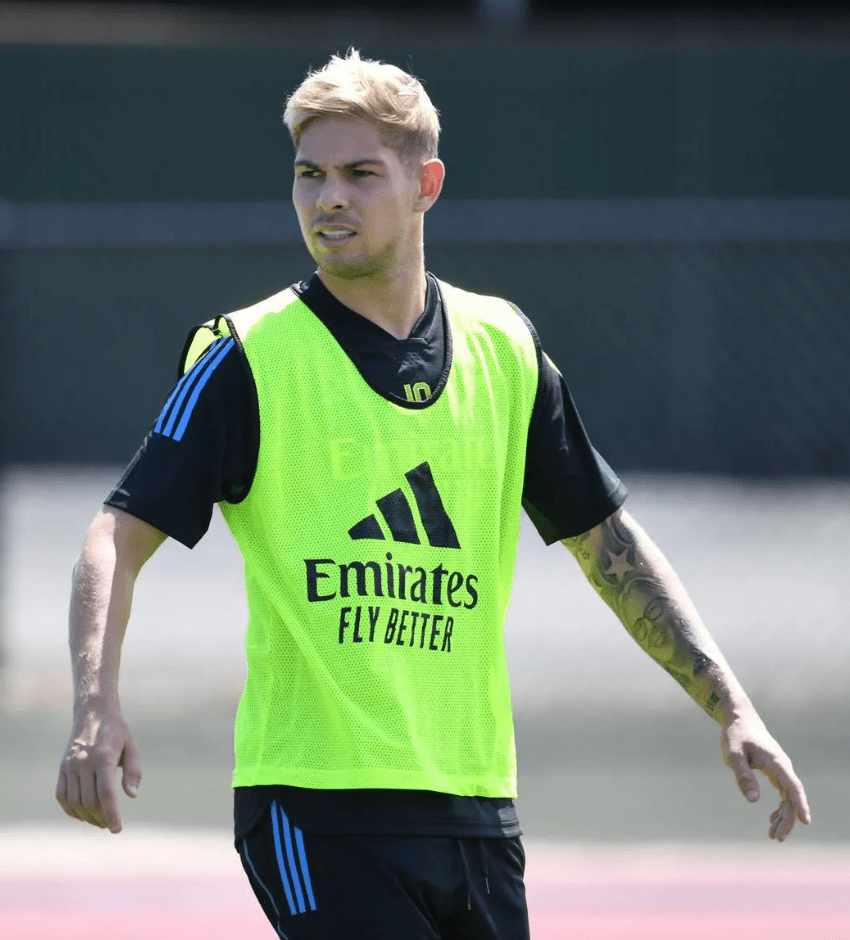 Emile Smith Rowe in training with Arsenal (Photo via Arsenal.com)