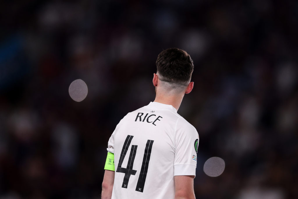 Arsenal's business not done after Rice & Timber 2 PRAGUE, CZECH REPUBLIC - JUNE 07: Declan Rice, Captain of West Ham United looks out across the pitch after the team's victory during the UEFA Europa Conference League 2022/23 final match between ACF Fiorentina and West Ham United FC at Eden Arena on June 07, 2023 in Prague, Czech Republic. (Photo by Richard Heathcote/Getty Images)