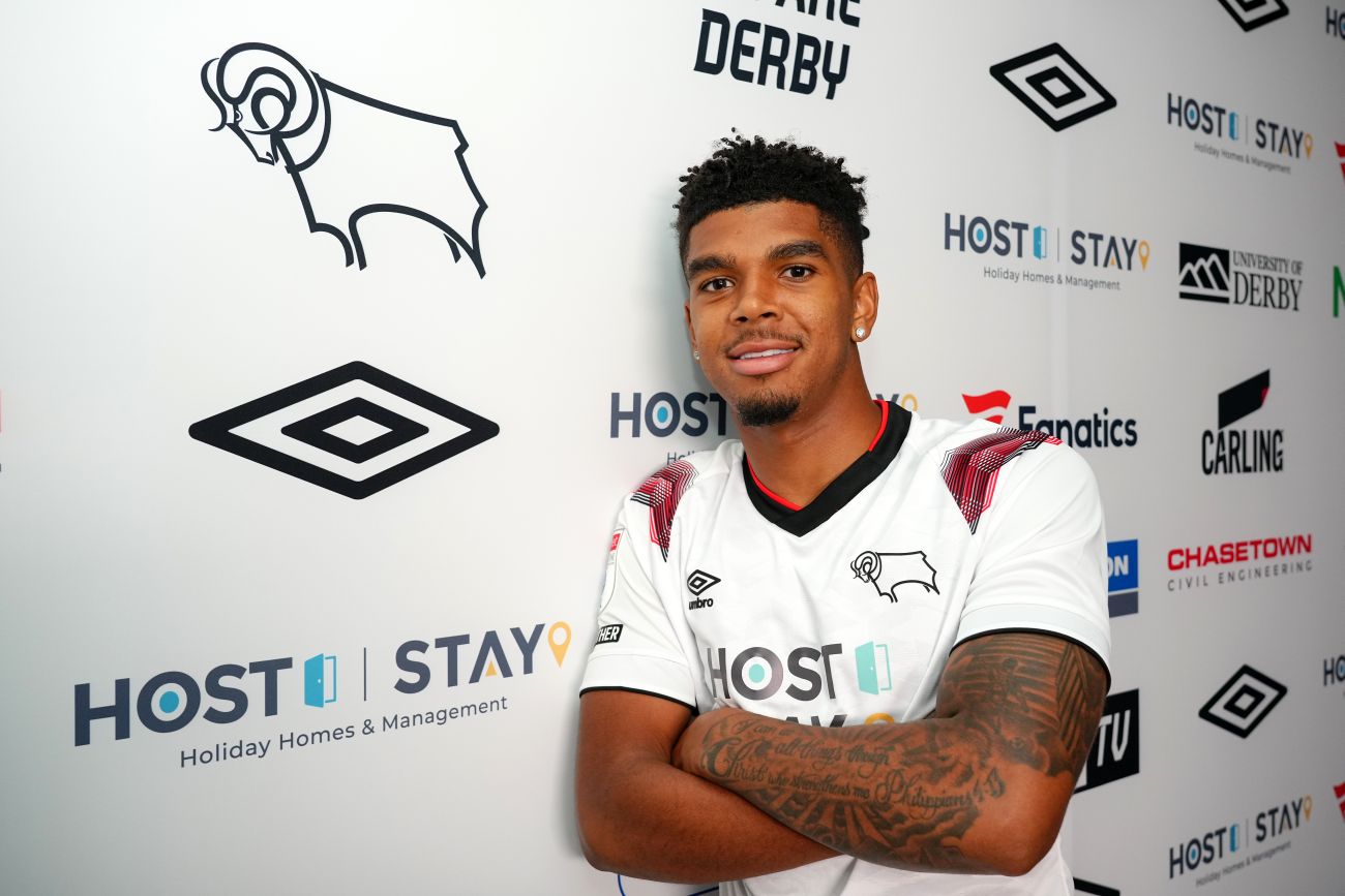 Tyreece John-Jules after signing on loan for Derby County (Photo via DCFC.co.uk)