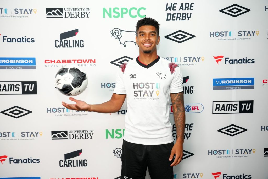 Arsenal striker confirms short-term loan move 3 Tyreece John-Jules after signing on loan for Derby County (Photo via DCFC.co.uk)