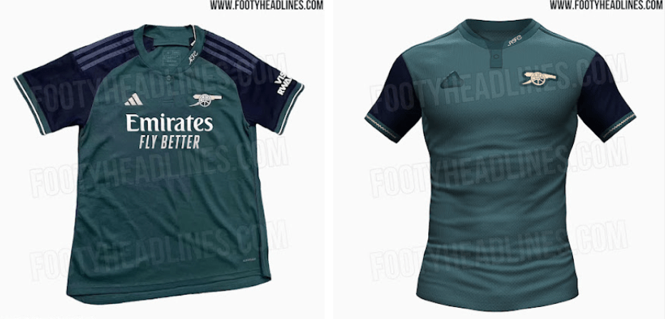 Arsenal to release sponsor-free version of 3rd kit fans will love 4 Arsenal's 2023/24 third kit side-by-side with the sponsorless version (Photo via FootyHeadlines.com)