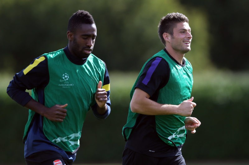 Former Arsenal man wants to become actor 3 ST ALBANS, ENGLAND - SEPTEMBER 17: Olivier Giroud of Arsenal and Johan Djourou (L) of Arsenal during a training session at London Colney on September 17, 2012 in St Albans, England. (Photo by Julian Finney/Getty Images)