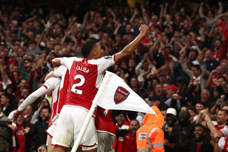 Arteta singles trio for praise after Fulham draw 3 Arsenal's players celebrate their second goal with fans during the English Premier League football match between Arsenal and Fulham at the Emirates Stadium in London on August 26, 2023. (Photo by HENRY NICHOLLS/AFP via Getty Images)