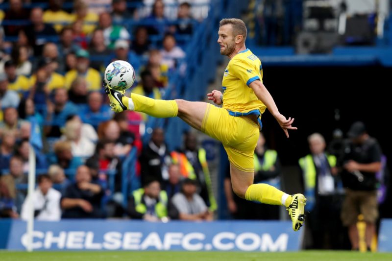 LONDON, ENGLAND - AUGUST 05: Jack Wilshere of Yellow Team controls the ball during the Game4Ukraine charity match at Stamford Bridge on August 05, 2023 in London, England. Legend Andriy Shevchenko, Arsenal player and Ukraine captain Oleksandr Zinchenko, with the support of President Zelenskyy's UNITED24 initiative, will be joined by leading players and icons from the world of TV, sport, film and music in aid of Ukraine. (Photo by Henry Browne/Getty Images)