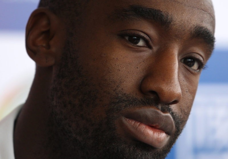 Johan Djourou, player of English premier league football team Arsenal, attends a press conference in Hong Kong on July 28, 2012. Arsenal will play ...