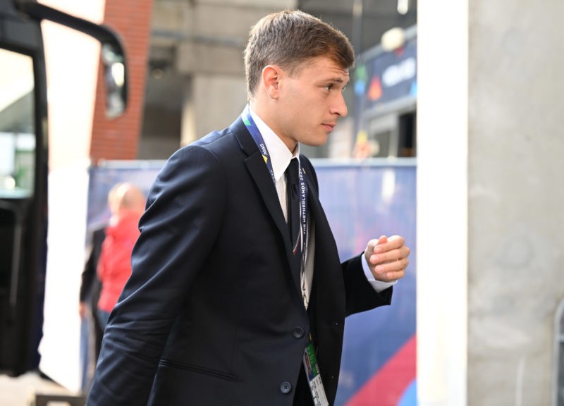 ENSCHEDE, NETHERLANDS - JUNE 15: Nicolo Barella of Italy arrives before the UEFA Nations League 2022/23 semifinal match between Spain and Italy at ...