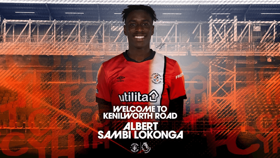 Albert Sambi Lokonga signing for Luton Town (Photo via LutonTown.co.uk)