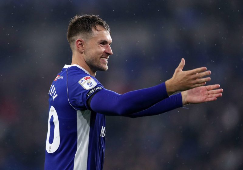 Aaron Ramsey cheering Arsenal in Premier League as he aims to guide Cardiff back 2 CARDIFF, WALES - SEPTEMBER 16: Aaron Ramsey of Cardiff City acknowledges the fans as he celebrates victory after defeating Swansea City during the Sky Bet Championship match between Cardiff City and Swansea City at Cardiff City Stadium on September 16, 2023 in Cardiff, Wales. (Photo by Ryan Hiscott/Getty Images)