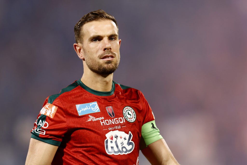 RIYADH, SAUDI ARABIA - AUGUST 28: Jordan Henderson of Al-Ettifaq looks on during the Saudi Pro League match between Al-Hilal and Al-Ettifaq at Prince Faisal Bin Fahad on August 28, 2023 in Riyadh, Saudi Arabia. (Photo by Francois Nel/Getty Images)