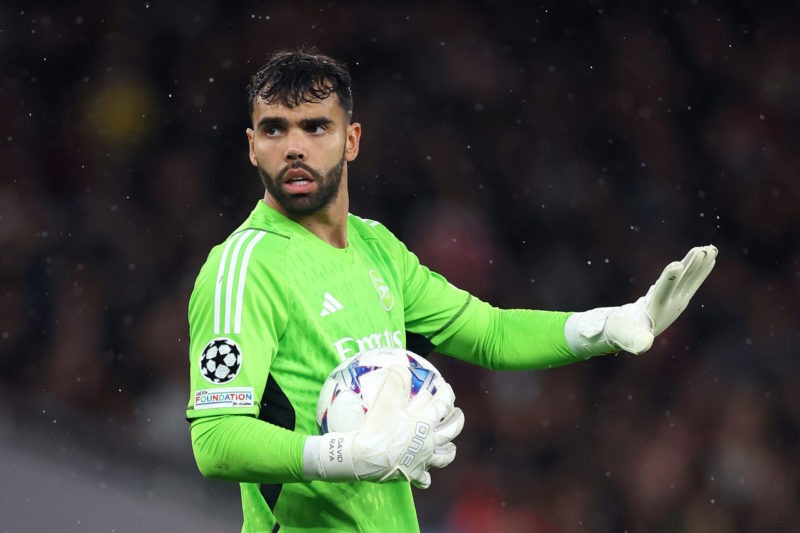 LONDON, ENGLAND - SEPTEMBER 20: David Raya of Arsenal gestures during the UEFA Champions League match between Arsenal FC and PSV Eindhoven at Emira...