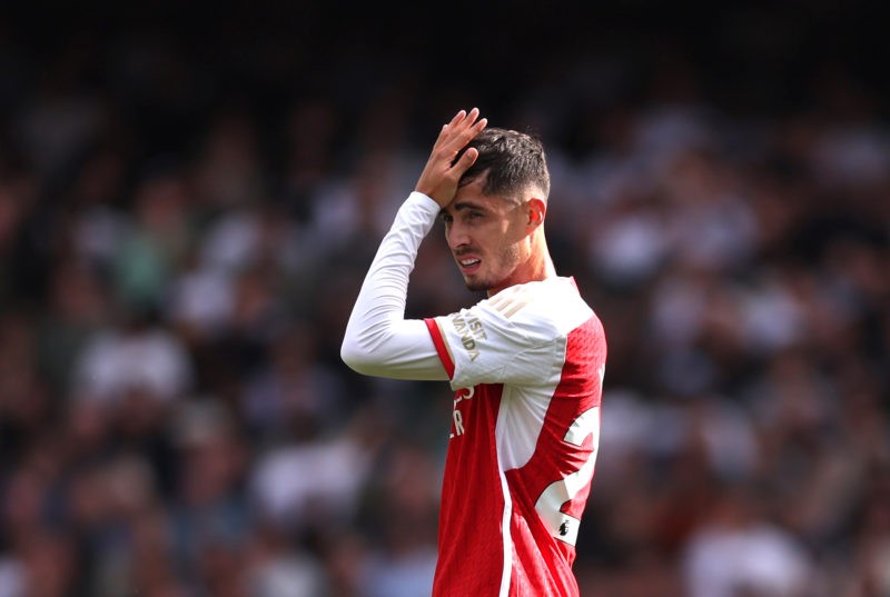 LONDON, ENGLAND - SEPTEMBER 24: Kai Havertz of Arsenal reacts during the Premier League match between Arsenal FC and Tottenham Hotspur at Emirates ...