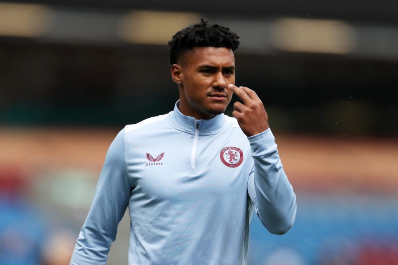 BURNLEY, ENGLAND - AUGUST 27: Ollie Watkins of Aston Villa warms up ahead of the Premier League match between Burnley FC and Aston Villa at Turf Mo...