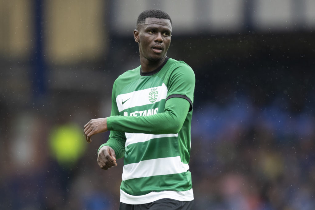 Arsenal scouting mission sparks summer transfer speculation 5 LIVERPOOL, ENGLAND - AUGUST 5: Ousmane Diomande of Sporting CP in action during the pre-season friendly match between Everton and Sporting Lisbon at Goodison Park on August 5, 2023 in Liverpool, England. (Photo by Jess Hornby/Getty Images)