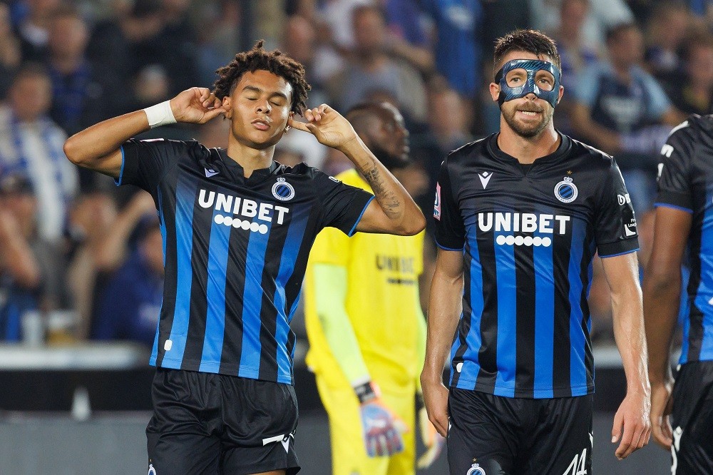 Arsenal send scouts to watch Odegaard's international teammate 3 Club's Norwegian forward Antonio Nusa celebrates after scoring a goal during the Belgian "Pro League" First Division football match between Club Brugge KV and Sporting Charleroi on September 16, 2023. (Photo by KURT DESPLENTER/BELGA/AFP via Getty Images)