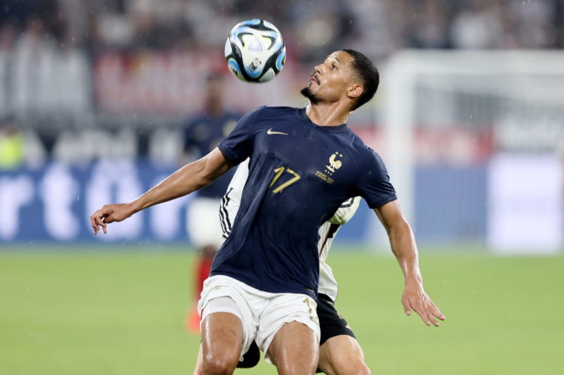 DORTMUND, GERMANY - SEPTEMBER 12: William Saliba of France runs with the ball during the international friendly match between Germany and France at...