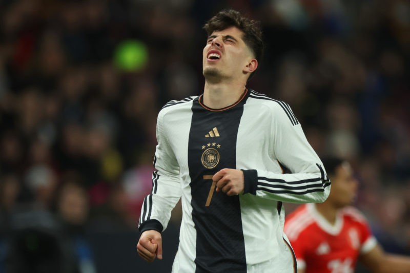 Kai Havertz gets Germany despite criticism from Arsenal fans 2 MAINZ, GERMANY - MARCH 25: Kai Havertz of Germany reacts during an international friendly match between Germany and Peru at MEWA Arena on March 25, 2023 in Mainz, Germany. (Photo by Alex Grimm/Getty Images)
