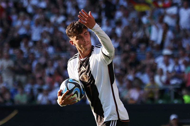 BREMEN, GERMANY - JUNE 12: Kai Havertz of Germany celebrates after scoring the team's second goal during the International Friendly match between G...