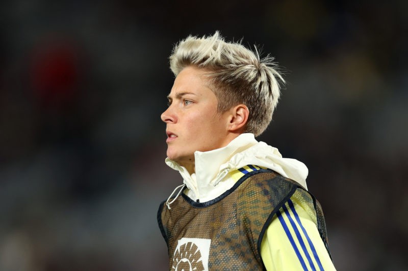 AUCKLAND, NEW ZEALAND - AUGUST 11: Lina Hurtig of Sweden warms up prior to the FIFA Women's World Cup Australia & New Zealand 2023 Quarter Fina...