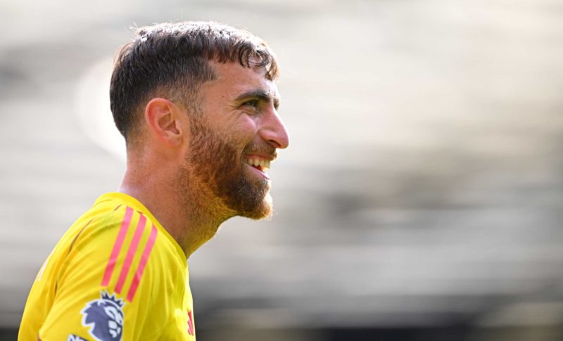 MANCHESTER, ENGLAND - AUGUST 26: Notts Forest goalkeeper Matt Turner looks on during the Premier League match between Manchester United and Notting...