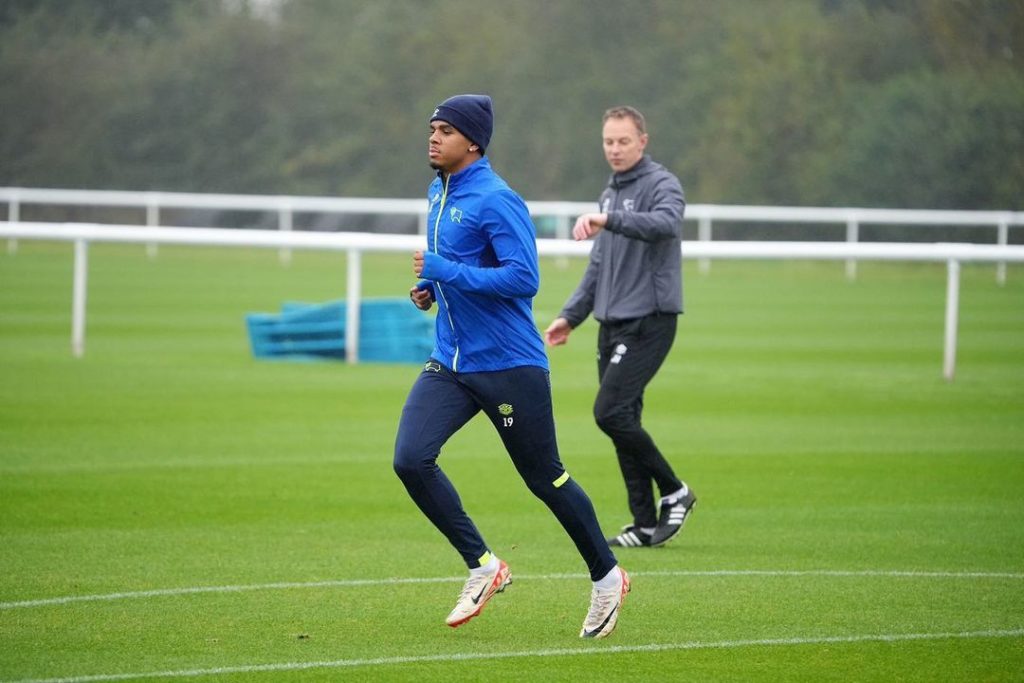 On-loan Arsenal forward returns to training after injury 2 Tyreece John-Jules back in training with Derby County (Photo via John-Jules on Instagram)