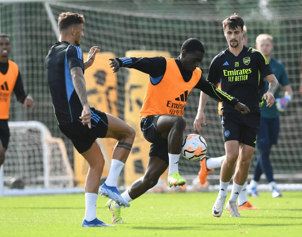 Charles Sagoe Jr. in first-team training with Arsenal (Photo via Arsenal.com)